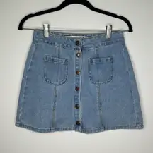 Jean Denim Mini Skirt Bruce Button Front  Size 25