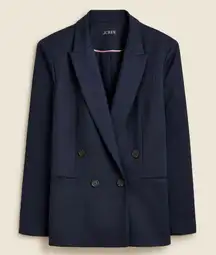 J.Crew navy longline button front collared blazer side 2