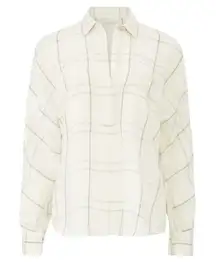 Vince bar‎ plaid popover in off white button down shirt