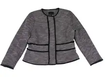 Banana Republic Blazer jacket Tweed Snap Front‎ Women's Size 12 Black with Red