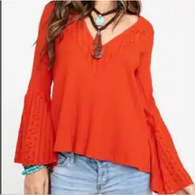 Free People Parisian Nights Bell Sleeve Top Size Large