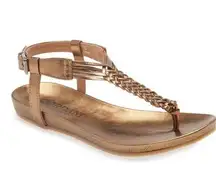 CORDANI Sarino gold braided Italian leather sandals 37 / 6.5 toe thong flats