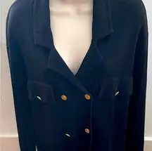 Vintage Classiques Entier Merino Wool Blend Black Gold button pockets jacket XL