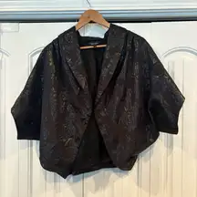Karen Kane Black‎ Metallic Floral Cape Style Jacket Size Medium