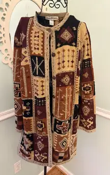 Vtg Norm Thompson Western Print Button Front Cardigan Sweater Women's Size S