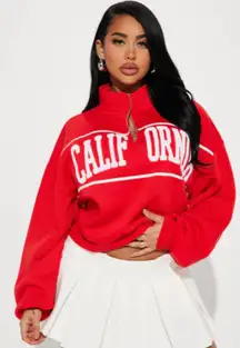 Riley & James Essentials Plus Size 2X‎ Women's Half Zip Sweatshirt Red Oversized