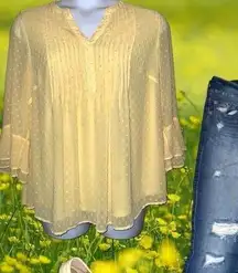 Charter club pretty sunny yellow baby doll style top!