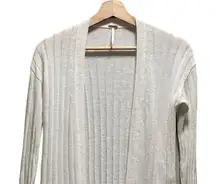 Free People Ribby Rib Maxi Cardigan White Size XS Beach Coastal Minimalist Linen