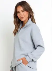 Petal & Pup Heather Gray Waffle Knit Half Zip Pullover Size 2