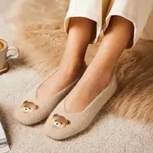 NWOB Vivaia Teddy Bear Square-Toe Faux Mink-Knit Ballet Flats (Margot2.0) US 7.5