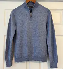 Stenströms Blue Merino Wool Quarter Zip Sweater M