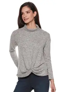 Twist-Front Hem Turtleneck PRODUCT FEATURES 	•	Twist-front hem 	•	Turtleneck