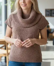 Y2k BCBGMaxazria cowl neck short sleeve long wool blend sweater size medium