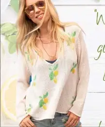 wooden ships lemon print v neck sweater