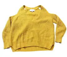 Michelle Mason Wool Cashmere Cold Shoulder Sweater Mustard Yellow Womens P‎ XS