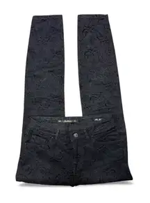 Zara Premium Denim Paisley Velvet Skinny Pant size 6