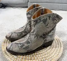 Miz Mooz Women’s Cabana Short Western Boots in Taupe Snake Print Leather 9