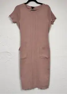 Torrid Pink Short Sleeve Ribbed Sweater Dress Womens L Preppy Modest Knee Length