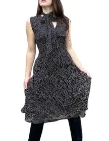 Suzi Chin for Maggy Boutique Silk Polkadot Chocker Neckline Midi Dress 10