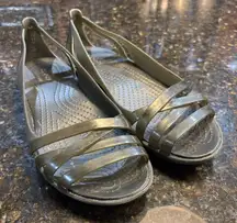 Women's Crocs Isabella Huarache 2 Flat Jelly Sandal Strappy Slip-On Black Size 7