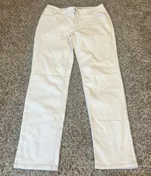 Chicos Platinum White Straight Leg Jeans Women Size 0 (Size 4)Stretch Comfort