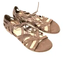 REACTION KENNETH COLE OBI GLADIATOR SANDAL FLATS BOHO TAUPE WOMENS 9.5