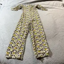 Topshop Black & Yellow Floral Print Halter Off the Shoulder Jumpsuit Size 4 EUC