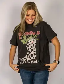 Girl Dangerous GD Babes in Boots Boyfriend Tee Short Sleeve Black Women's S/M