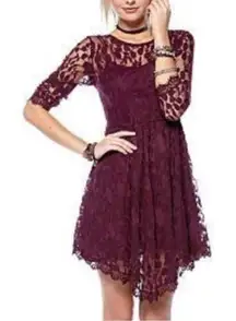 Free People Purple Floral Mesh Lace Dress ASO Taylor Swift 0