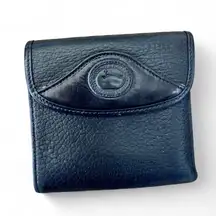 Dooney & Bourke Vintage Black Leather Bifold Wallet w/ Kiss-Lock Coin Purse