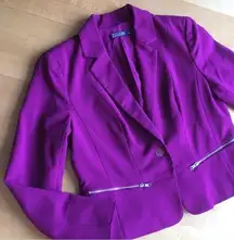 New York & Company One Button Blazer, Zipper Pockets, Magenta Pink, Size 10