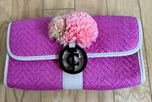 Juicy Couture Woven‎ Clutch Purse with Pom Pom Accent Party Bag
