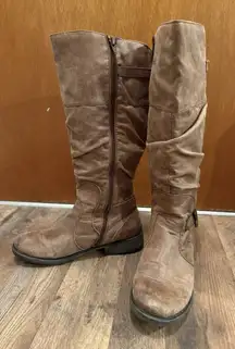 BARETRAPS Size 9 Tall Brown Faux Leather Riding Boot Equestrian Western Biker