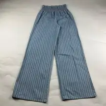 Blue Spice Chambray Denim Pinstripe Wide Leg Pant M