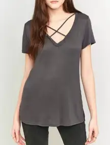 NEW Urban Outfitters Project Social T Strappy V-Neck Olive/Taupe Tee