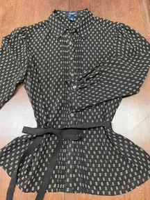Women’s brown and green pattern blouse 