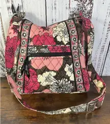 Vera Bradley Crossbody Mocha Rouge Handbag Pink Brown Floral Hipster Purse