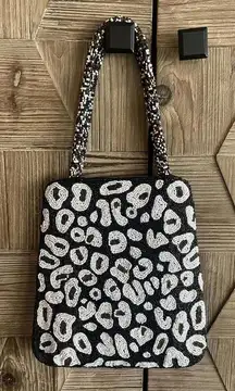 Vintage Leopard Print Beaded Purse Mini Handbag Chic