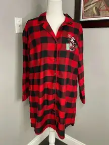 Disney Parks Christmas Winter Flannel Buffalo Plaid Nightgown Medium