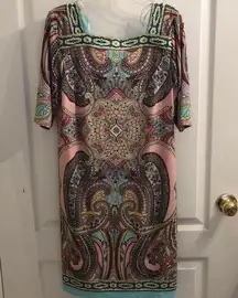 Sandra Darren  Print Long-Sleeved Dress