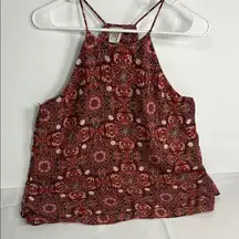 Paper Crane Red Orange Sleeveless Crop‎ Tank