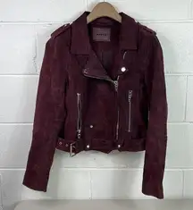 BLANKNYC] womens Belted Leather Suede Moto Jacket Plum Size Medium dark purple