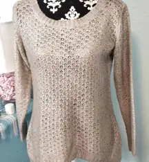 Anthropologie Grifflin Paris gold foil knit sweater