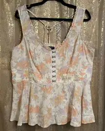 Torrid Pastel Floral Babydoll Challis Corset Sleeveless Top 0 L 12 NWOT