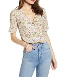 ($10) Something Navy Easy Woven Floral Top