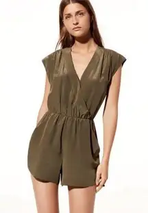 Aritzia Babaton Green Corbett Silk Romper XXS Shorts Jumpsuit