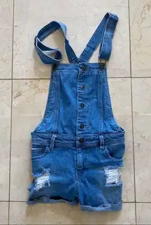 True Craft  NWOT Blue Jean Short Overalls Sz M