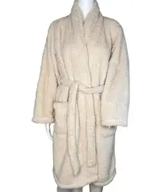 Pottery‎ Barn Robe Womens Medium Teddy Bear Fleece Plush Cozy Bath Lounging