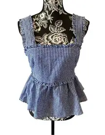 Mi Ami Check Tank Top Ruffles Coquette Bow Cutout Pin Up