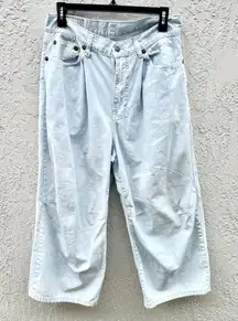 R 13 High Rise Copped Wide Leg Jeans Light Denim Cloudly Blue Women's Size 27
